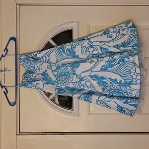 Teal and white summer dress